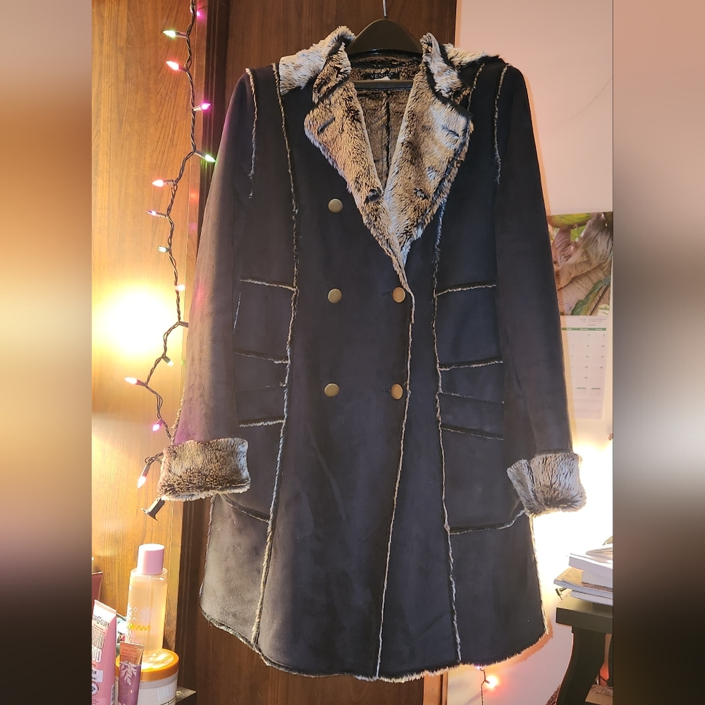 Venus Suede Faux Fur Coat Size 10/L